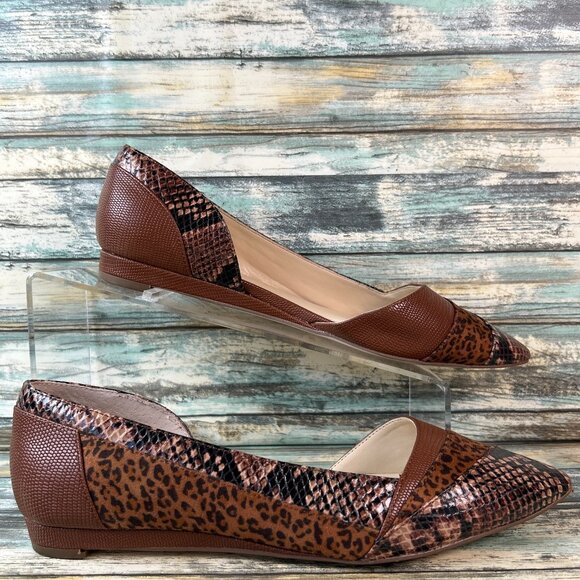 Jessica Simpson Flats Womens 7.5M Crissile Brown Animal Print Pointed Toe Shoes - Picture 1 of 10